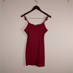 Smoke & Mirrors Women's Red Ribbed Mini Slip Dress Strappy Size Medium